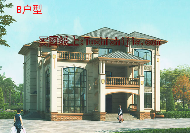 175平大客廳三層別墅房屋設(shè)計(jì)圖，含外觀造型現(xiàn)代，美觀