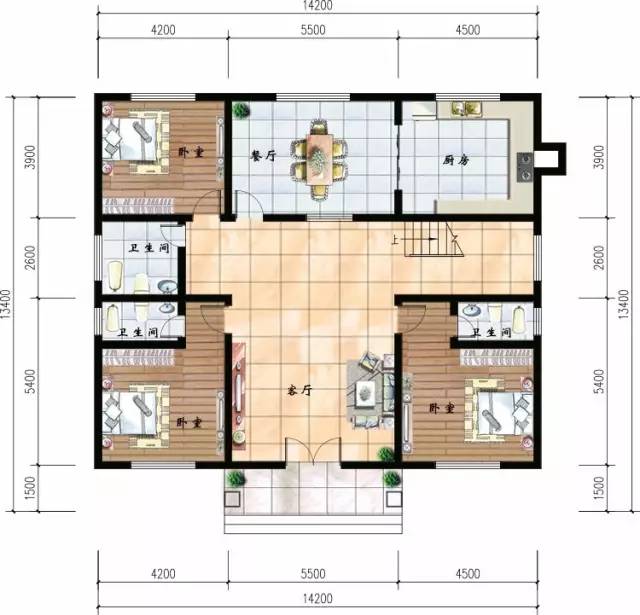 二層別墅封閉式陽臺設(shè)計，對稱美才是獨一無二的美！