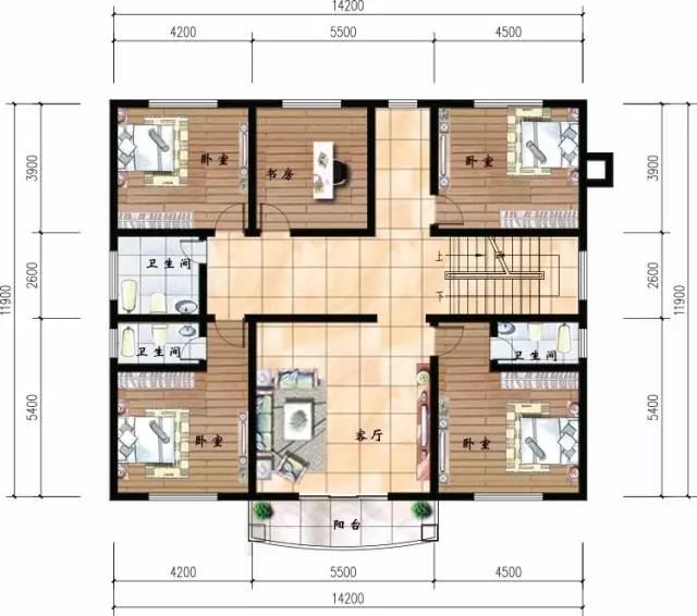 二層別墅封閉式陽臺設(shè)計，對稱美才是獨一無二的美！