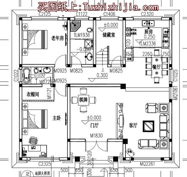 140平四層復(fù)式別墅房屋設(shè)計(jì)圖，帶外觀效果圖