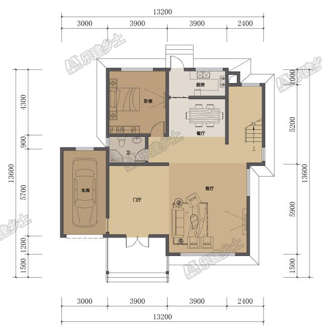 三層現(xiàn)代別墅設(shè)計，帶室外車庫與挑空客廳，實用美觀！