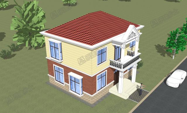 二層小洋樓設(shè)計方案，鮮快明亮的用色，簡單大方的外形！