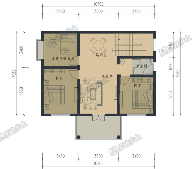 二層小洋樓設(shè)計方案，鮮快明亮的用色，簡單大方的外形！