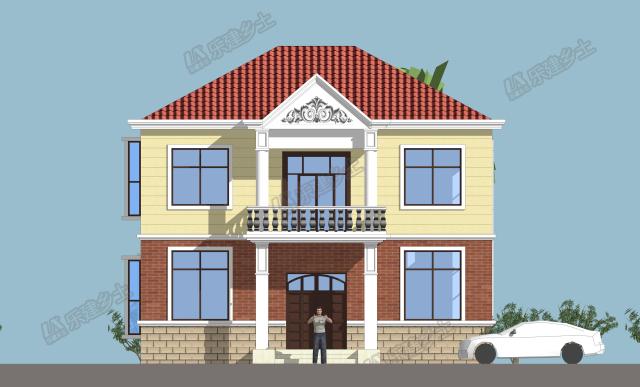 二層小洋樓設(shè)計方案，鮮快明亮的用色，簡單大方的外形！