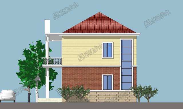 二層小洋樓設(shè)計方案，鮮快明亮的用色，簡單大方的外形！