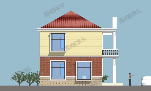二層小洋樓設(shè)計方案，鮮快明亮的用色，簡單大方的外形！