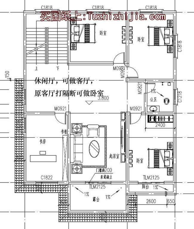 180平大客廳農(nóng)村三層別墅房屋設(shè)計圖，戶型寬敞明亮