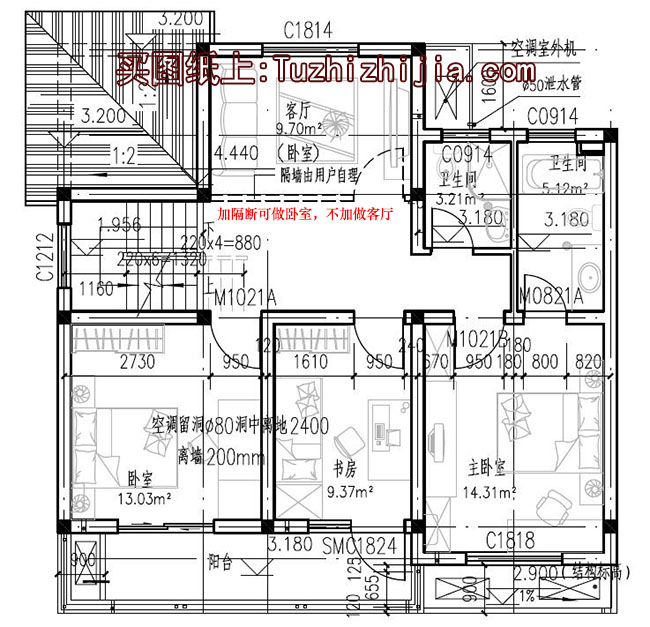 90平方米新農(nóng)村二層自建房屋設(shè)計(jì)全套施工圖紙帶外觀效果圖10X9米