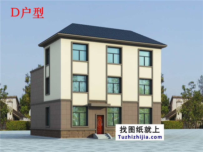 新農(nóng)村三層房屋cad建筑設(shè)計(jì)圖紙，磚混結(jié)構(gòu)