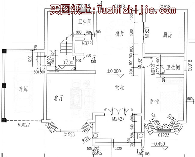 戶型好的三層帶獨(dú)立車庫的樓房設(shè)計(jì)圖，含外觀效果圖