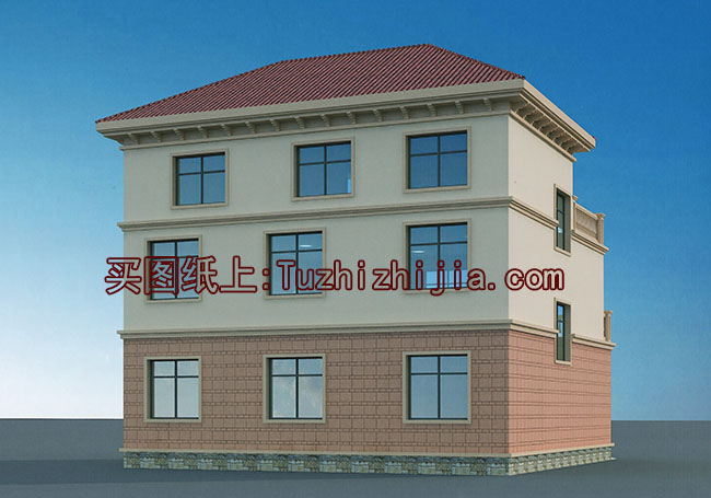 農(nóng)村三層帶露臺、帶車庫房屋設(shè)計(jì)圖，含外觀圖片