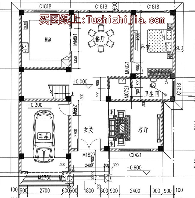 農(nóng)村三層帶露臺、帶車庫房屋設(shè)計(jì)圖，含外觀圖片