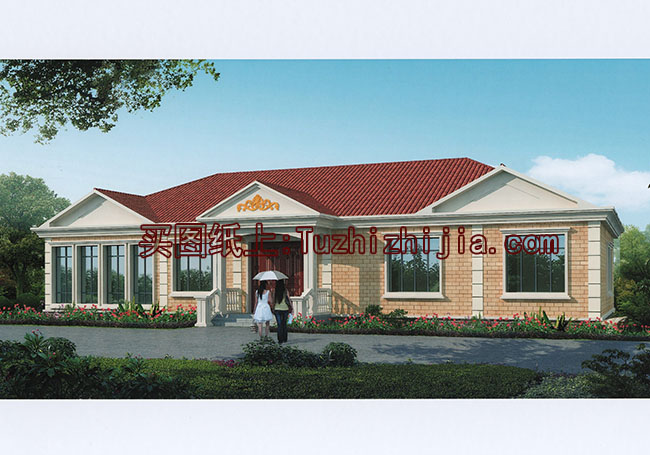 五間一層平房別墅設(shè)計(jì)圖，外觀現(xiàn)代時(shí)尚