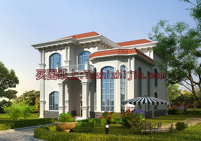 新農(nóng)村三層客廳挑高樓房設計圖，外觀歐式風格