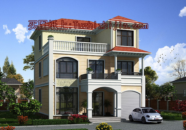 帶車庫，帶露臺的三層復(fù)式樓房設(shè)計(jì)圖，新農(nóng)村房屋方案推薦