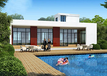 新中式現(xiàn)代一層別墅房屋設計圖，含外觀圖片