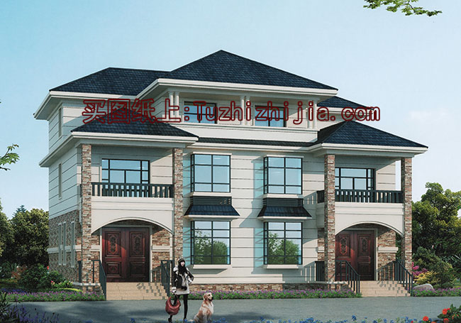 兄弟兩戶(hù)雙拼房屋設(shè)計(jì)圖及外觀圖片，戶(hù)型合理