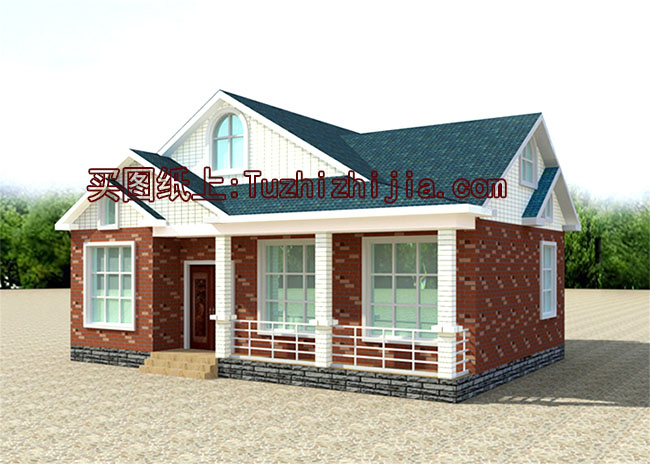 一層半復(fù)式帶閣樓別墅設(shè)計(jì)圖，含外觀圖片