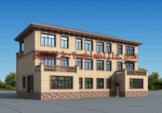 雙拼豪華高端三層別墅設(shè)計(jì)圖，外觀效果圖大氣