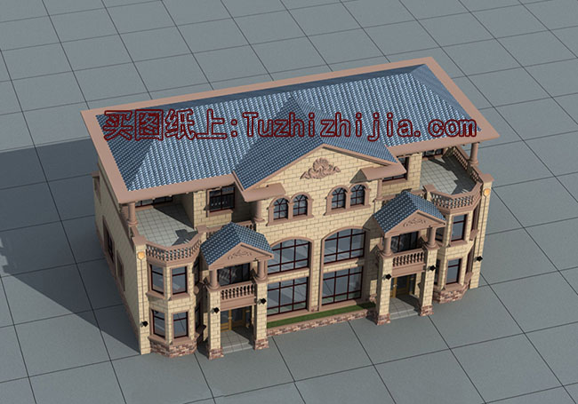 雙拼豪華高端三層別墅設(shè)計(jì)圖，外觀效果圖大氣