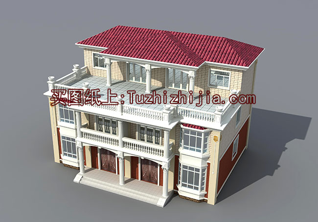 新中式三層雙拼別墅設(shè)計(jì)圖，外觀圖片美觀、大氣