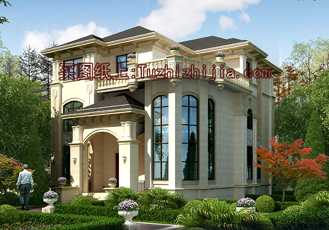 豪華高端三層帶地下室別墅設(shè)計(jì)圖，可帶電梯