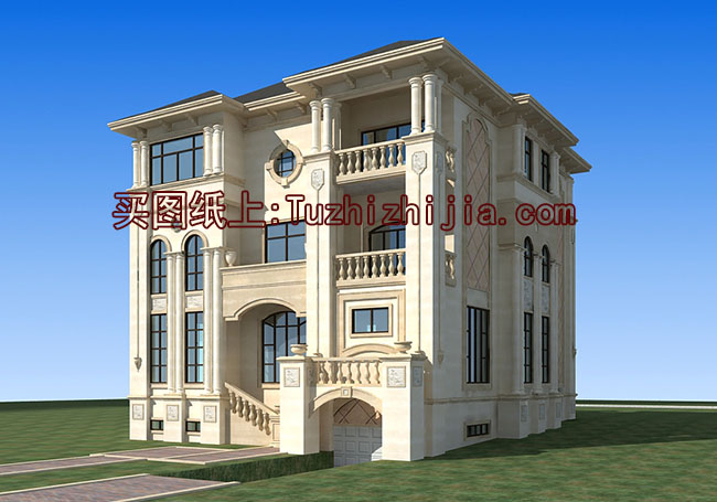 豪華高端三層帶地下室別墅設(shè)計(jì)圖，可帶電梯