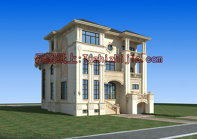 豪華高端三層帶地下室別墅設(shè)計(jì)圖，可帶電梯