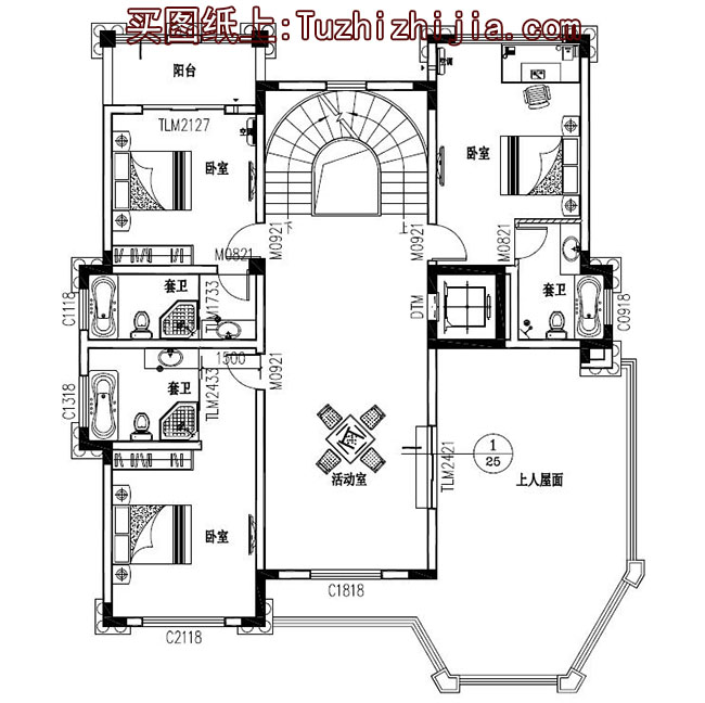 豪華高端三層帶地下室別墅設(shè)計(jì)圖，可帶電梯