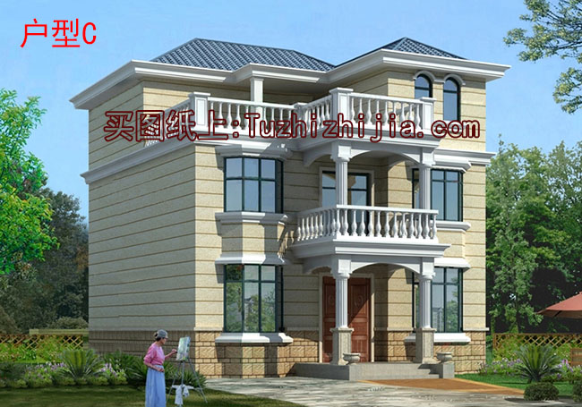 11x9三層別墅房屋設(shè)計圖，含效果圖片