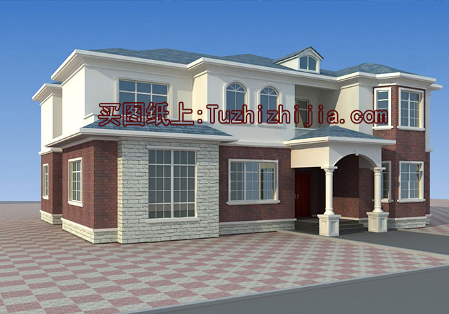 四間兩層別墅房屋設(shè)計圖，外觀效果圖好看