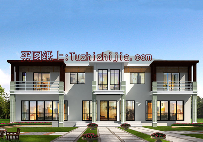 二層現(xiàn)代別墅設計圖及效果圖，外觀美觀，大氣