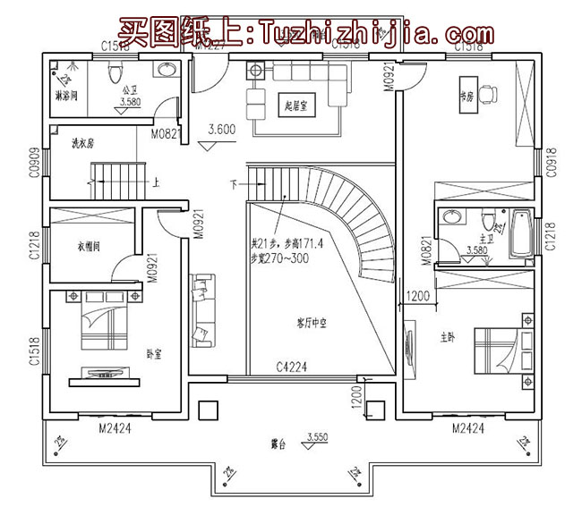 農(nóng)村三間四層別墅房屋設(shè)計(jì)圖，含外觀效果圖片