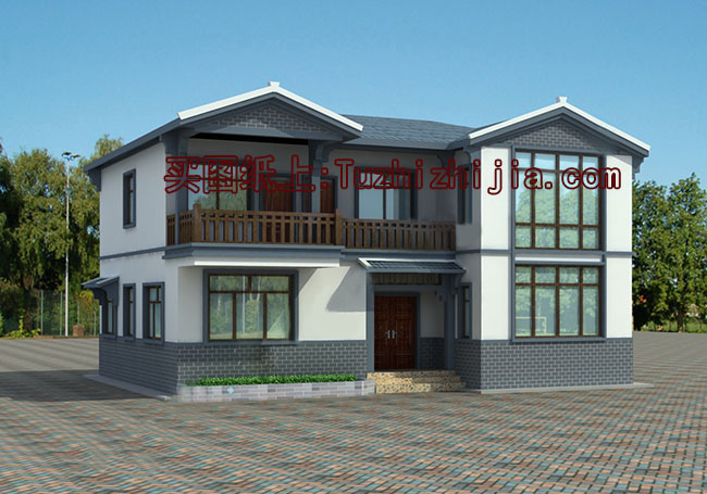 仿古別墅建筑設(shè)計圖，外觀效果圖+全套施工圖