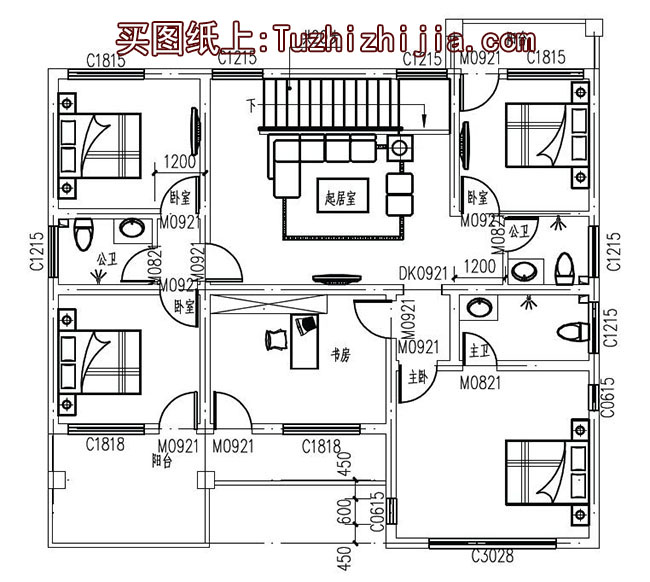 仿古別墅建筑設(shè)計圖，外觀效果圖+全套施工圖