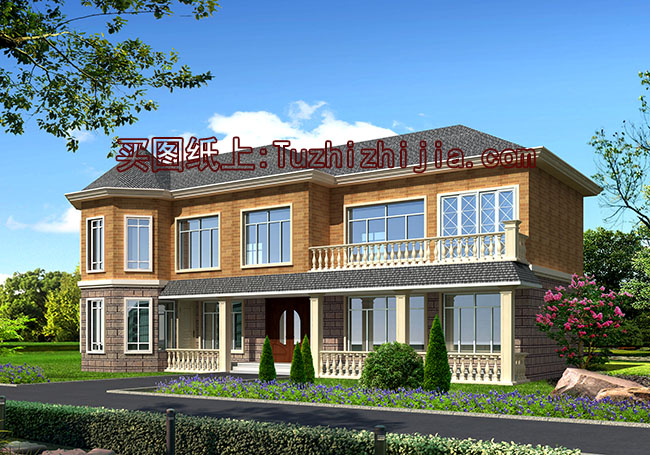 農(nóng)村五間二層樓房設(shè)計圖，含外觀效果圖