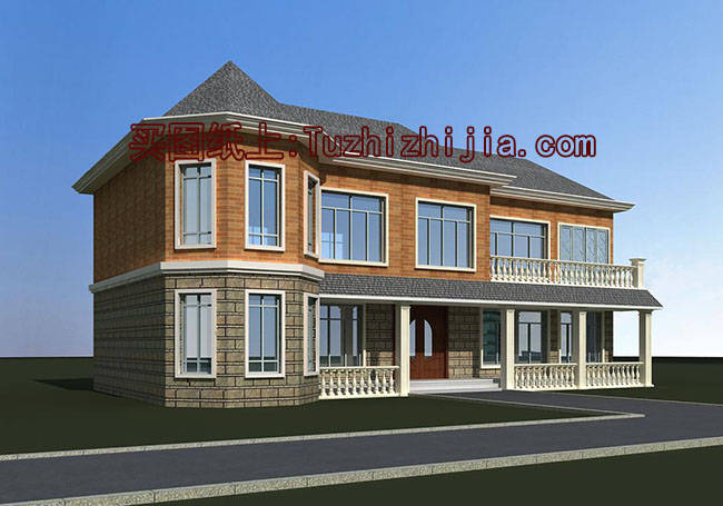 農(nóng)村五間二層樓房設(shè)計圖，含外觀效果圖