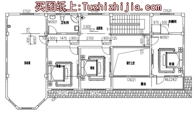 農(nóng)村五間二層樓房設(shè)計圖，含外觀效果圖