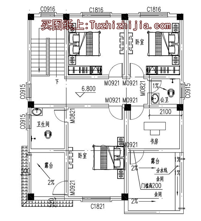 農(nóng)村兩間三層房屋設(shè)計圖，含外觀圖片