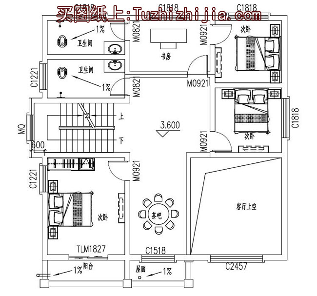 135平復(fù)式別墅房屋設(shè)計(jì)圖，外觀時(shí)尚、漂亮