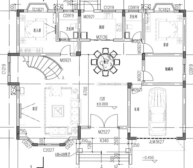 180平方農(nóng)村二層別墅施工設(shè)計(jì)圖紙，15.8x11.7米