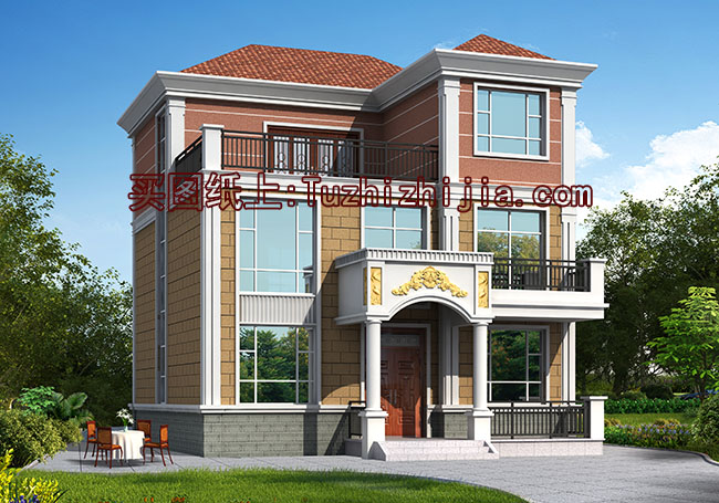 農(nóng)村三層復式自建樓房設(shè)計圖，外觀圖大氣