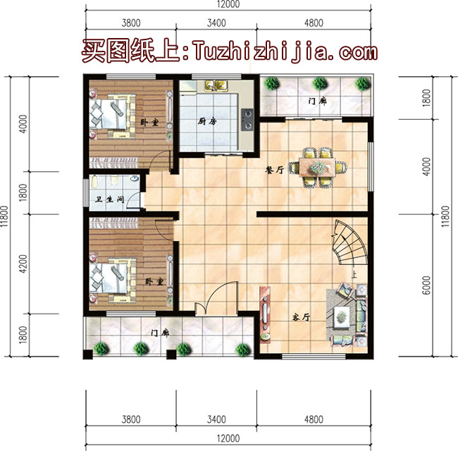 二層新農(nóng)村自建房設(shè)計圖，帶外觀效果圖