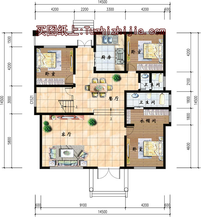 帶閣樓的二層半別墅設計圖和效果圖，外飾簡單但不失奢華