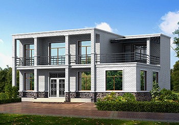 簡(jiǎn)單農(nóng)村二層平屋頂房屋設(shè)計(jì)圖，外觀簡(jiǎn)潔、大方