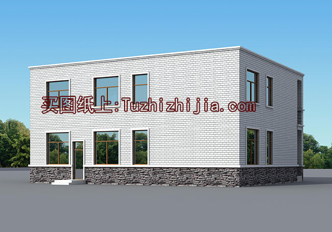 簡(jiǎn)單農(nóng)村二層平屋頂房屋設(shè)計(jì)圖，外觀簡(jiǎn)潔、大方