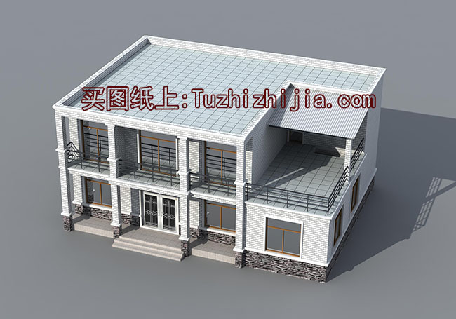 簡(jiǎn)單農(nóng)村二層平屋頂房屋設(shè)計(jì)圖，外觀簡(jiǎn)潔、大方