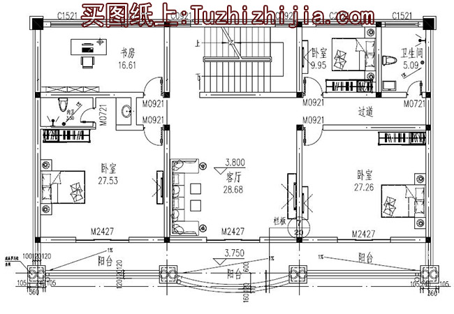 左右對(duì)稱的歐式高端三層別墅設(shè)計(jì)圖，外觀氣派、豪華