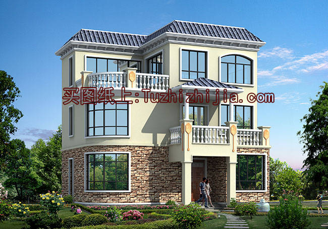 現(xiàn)代三層復式小別墅設計圖及外觀圖片，25萬造價