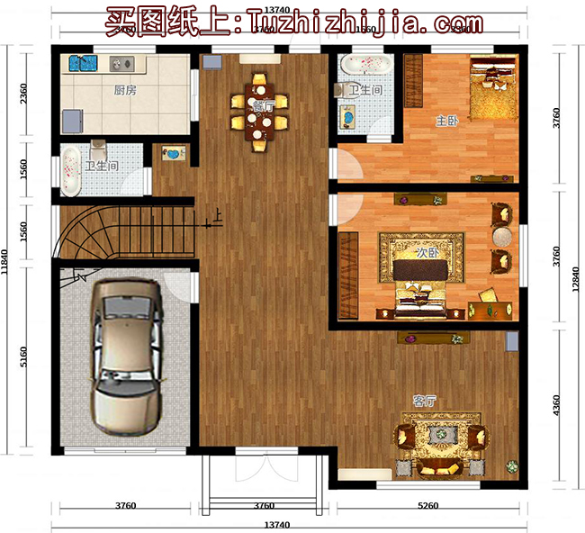 農(nóng)村三層帶車庫、帶露臺別墅設(shè)計圖，經(jīng)典自建別墅設(shè)計方案
